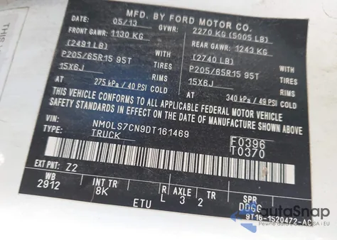 2013 Ford Transit from USA, damaged, VIN NMOLS7CN9DT161469